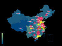 中国各省份私家汽车拥有量 [地理坐标,地图,散点图]