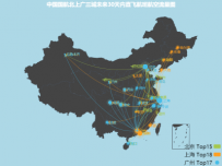中国国航客运流量图 [地理坐标,路径图]