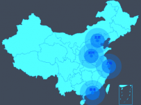 中国地图标点扩散涟漪效果 [地理坐标]