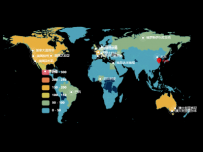 世界地图 [地理坐标,地图,散点图]